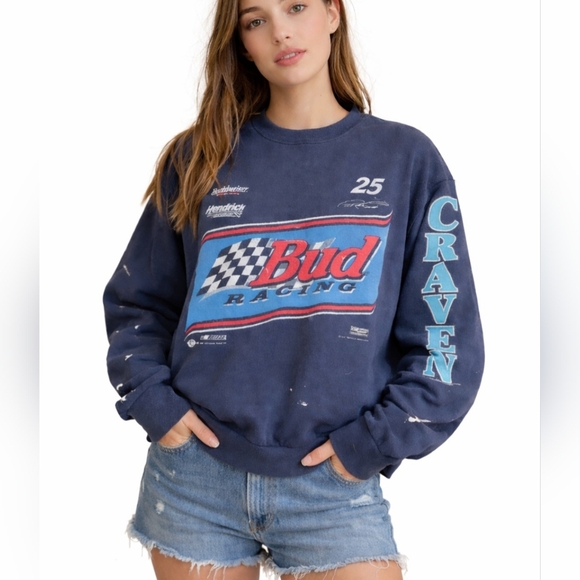 Nascar Other - Vintage 1997 Budweiser Racing NASCAR Crewneck Sweatshirt Ricky Craven 25 USA